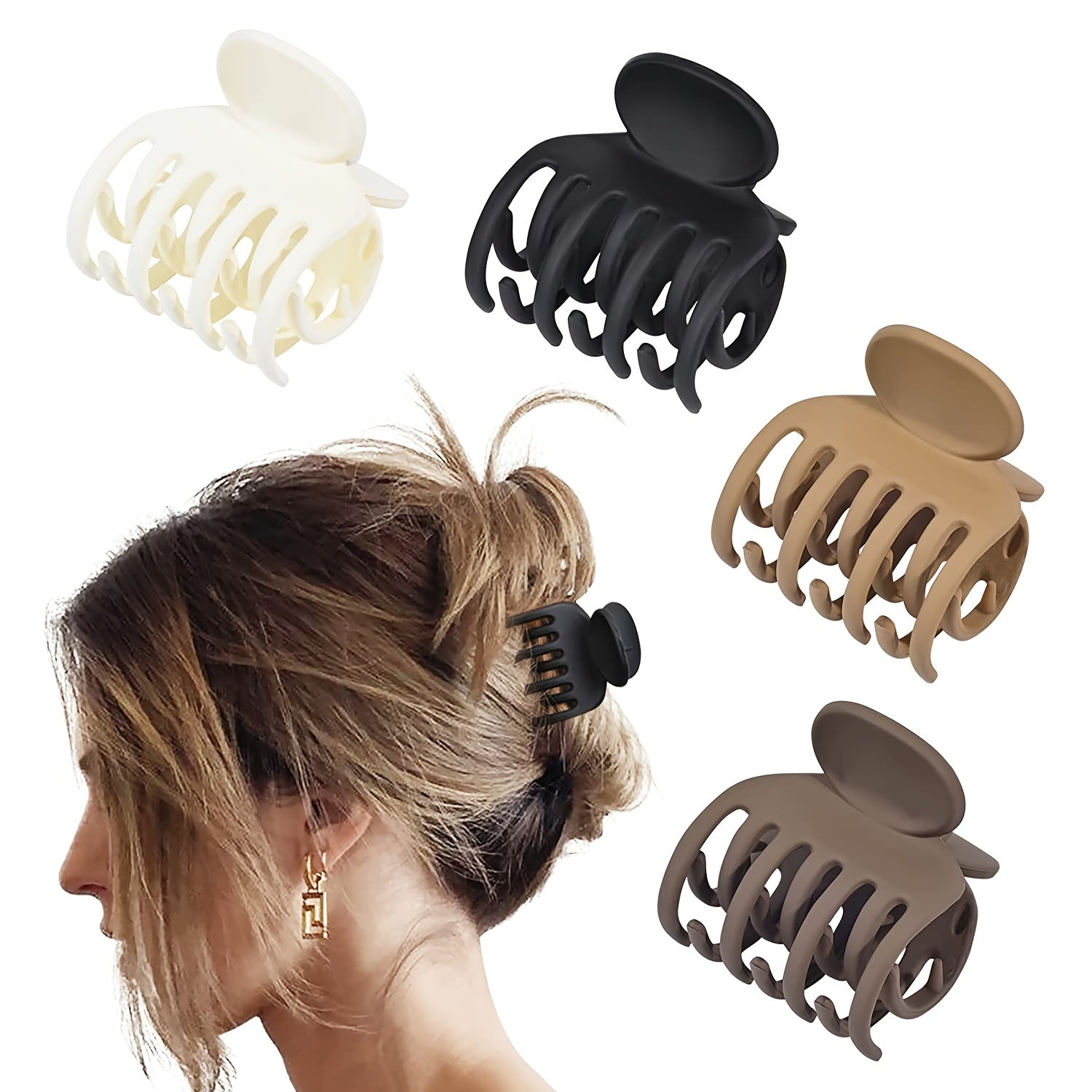 4pcs Small Hair Claw Clips Matte Octopus Hair Clips for Women Girls