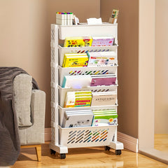 5-Level Desk Side Bookshelf with Wheels & Pen Holder