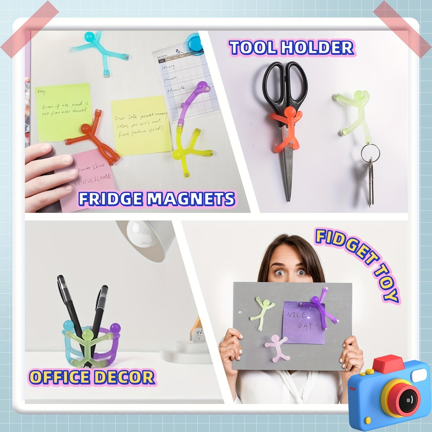 12pcs Colorful Magnetic Building Blocks for Kids - Fun Fridge & Whiteboard Toy