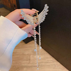 Long Tassel Hair Claw Clips Rhinestone Butterfly Hair Barrettes for Women
