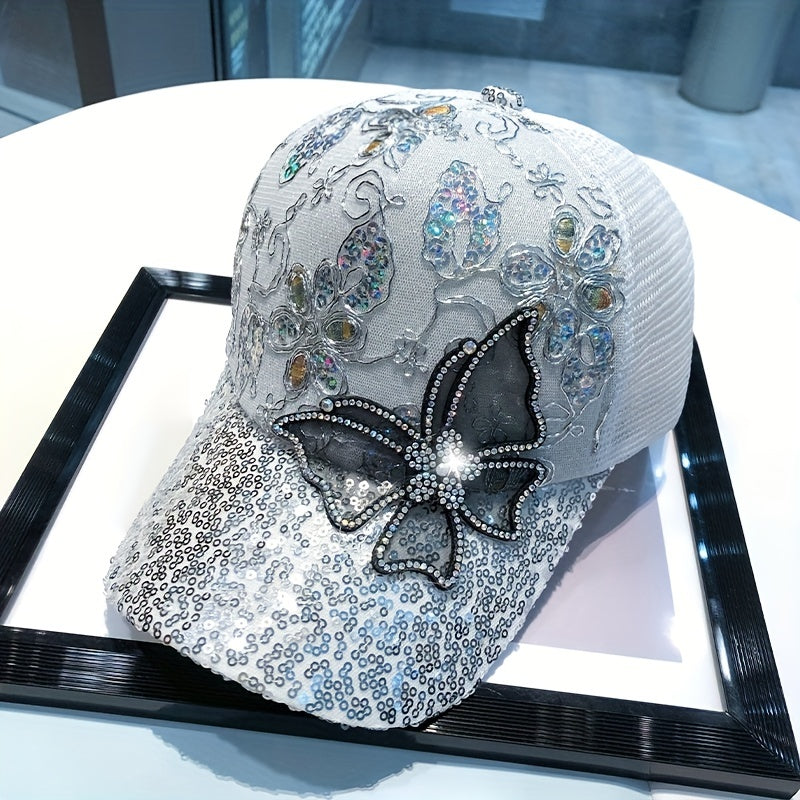 Sequined Butterfly Baseball Cap Sun Hat