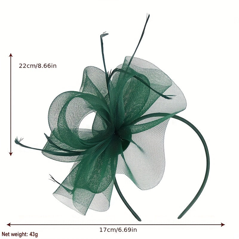 Green Feather Fascinator Headband for Bridal Tea Party
