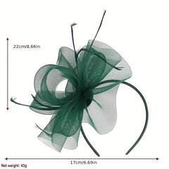 Green Feather Fascinator Headband for Bridal Tea Party