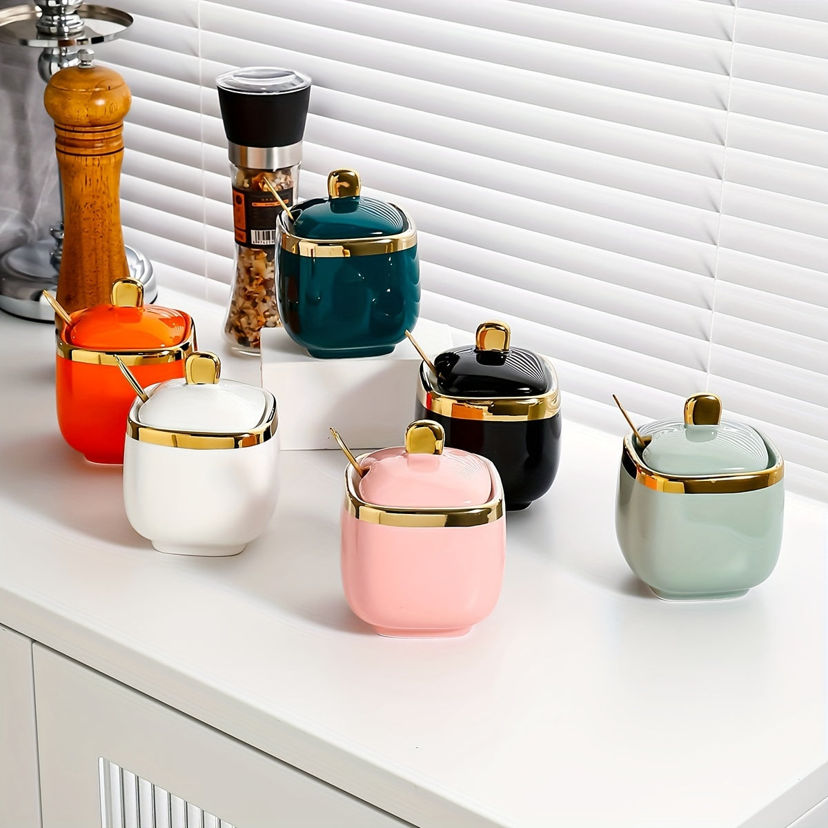 Ceramic Seasoning Jar Set Kitchen Spice Containers
