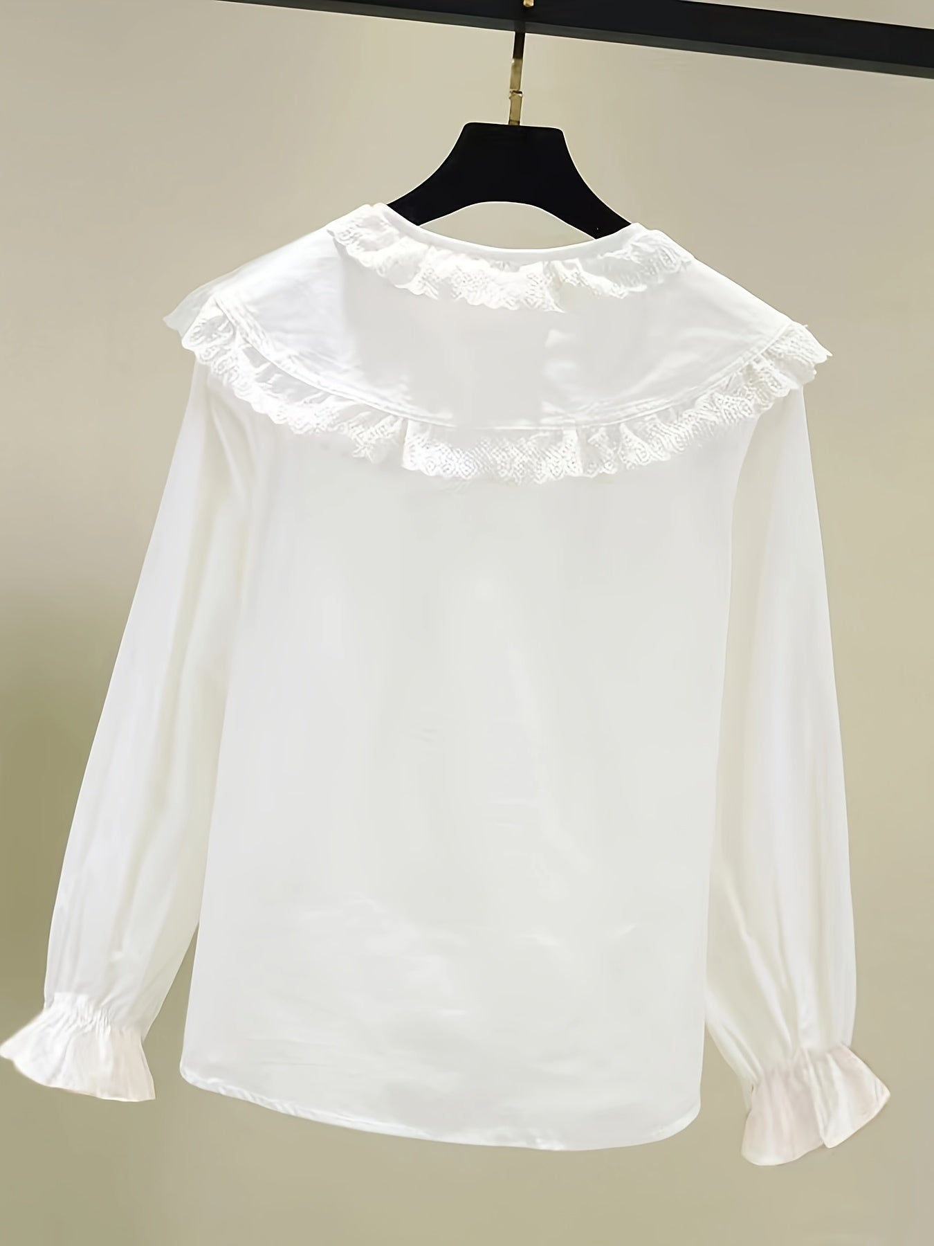Sweet Lace Collared Button Down Shirt For Girls Autumn Spring Teen Kids Blouse