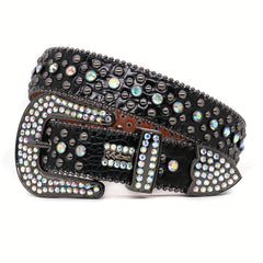 Western Rhinestone Belt Men Women Strap Pin Buckle Punk