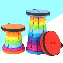 Rainbow Folding Stool Portable Telescopic Stool for Camping Fishing