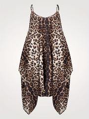  Leopard Print V Neck Harem Jumpsuit
