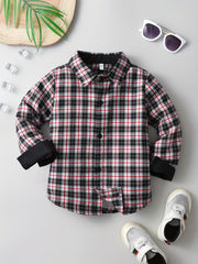 Boys Plaid Shirts Long Sleeve Button Down Tops Spring Fall Outwear
