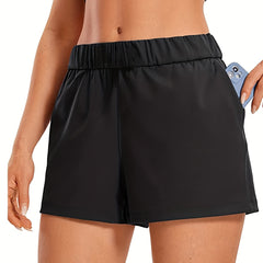 Women's Plus Solid Stretch Shorts With Pockets