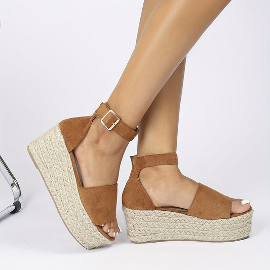 Women's Platform Espadrille Sandals Ankle Strap Wedge Heels