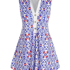  Retro Floral Print Tank Top