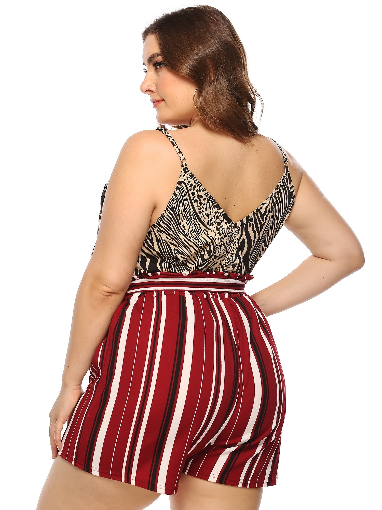 Leopard Print Lace Cami Top Plus Size