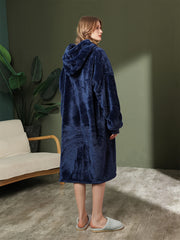 Cozy Hooded Night Robe with Pockets for Women