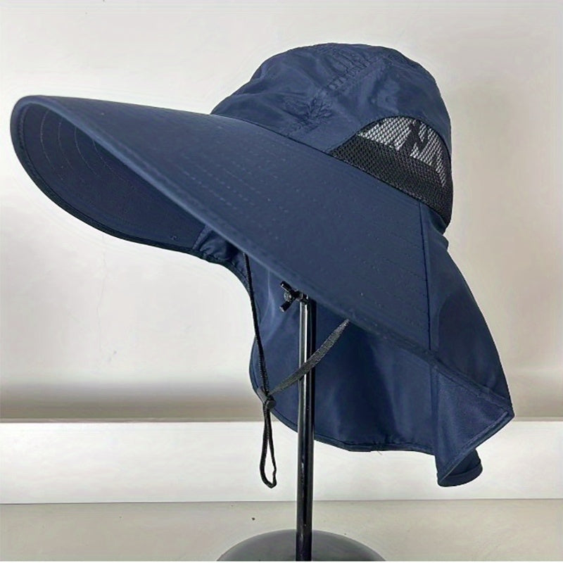 UPF 50 Wide Brim Sun Hat With Neck Flap Unisex Boonie Hat