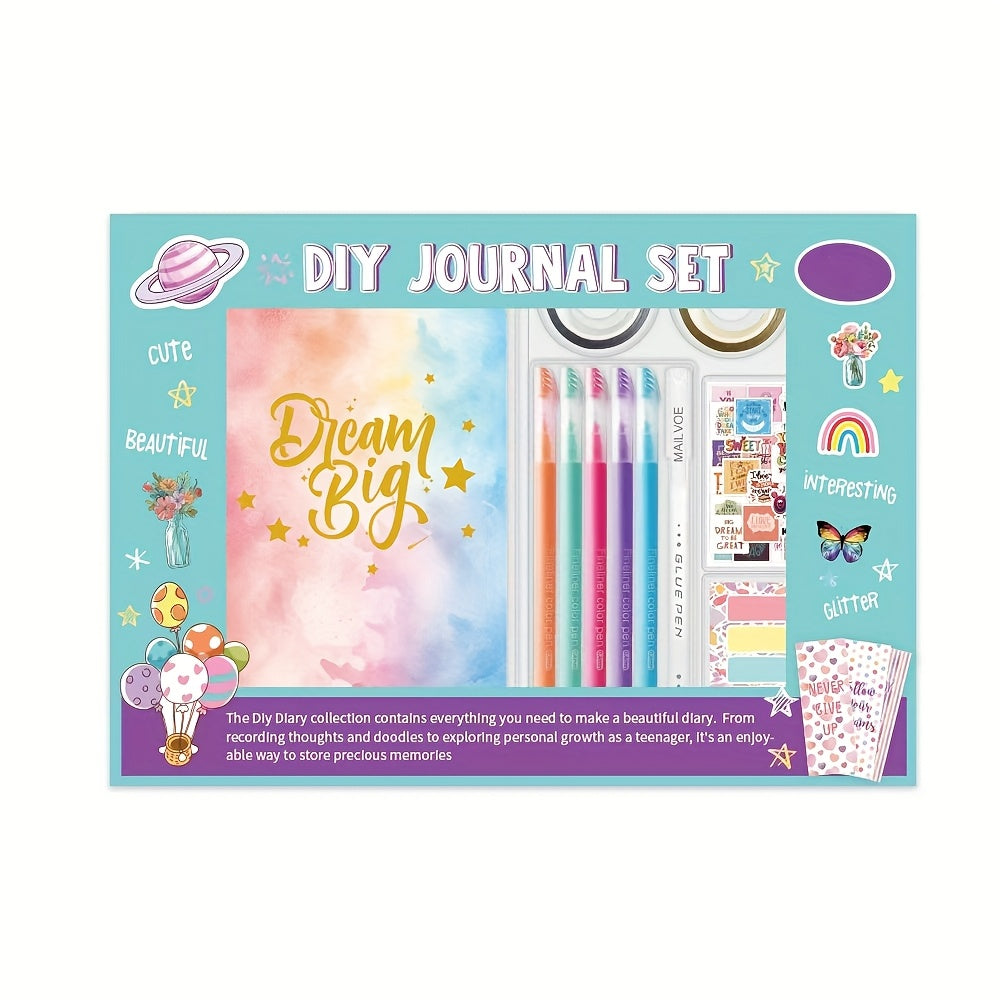 91pcs Girls' DIY Journal Kit Pink Glitter Cover Writing Set