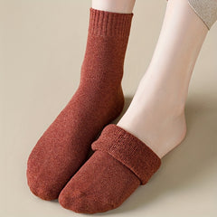 7 Pairs Solid Mid Tube Socks Women's Stockings