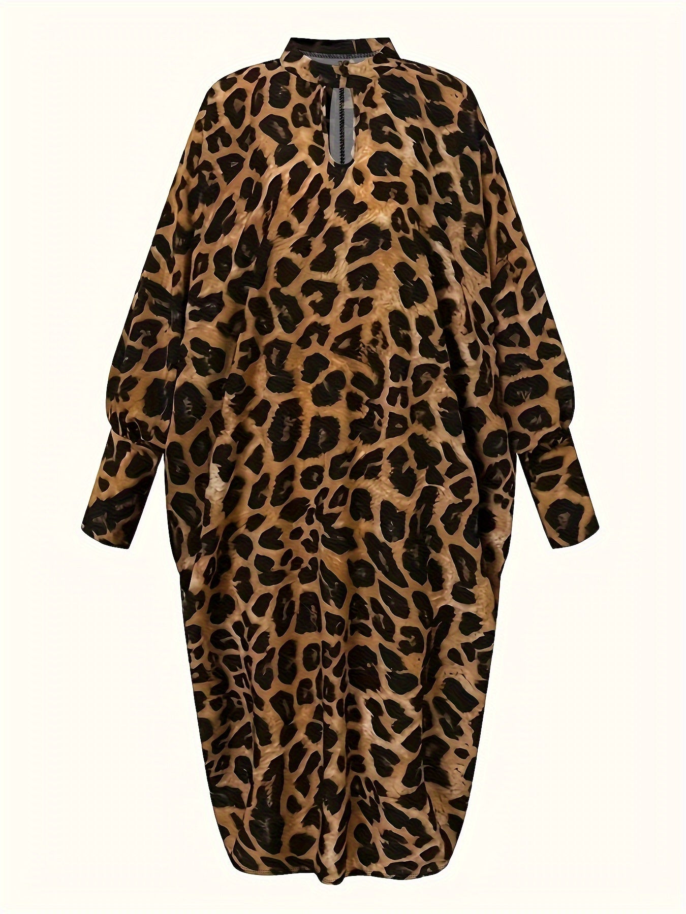  Boho Leopard Print Batwing Sleeve Dress