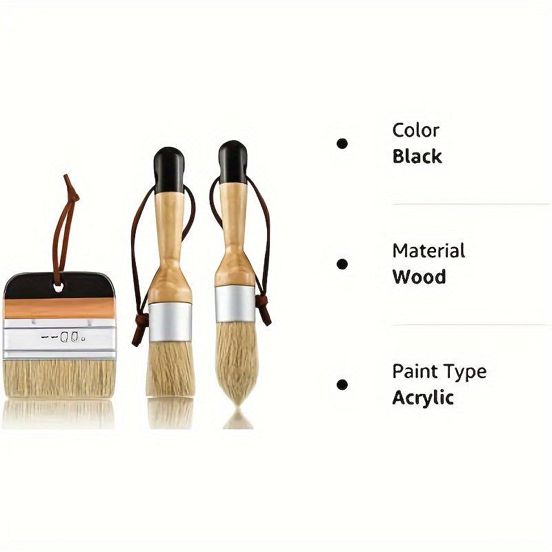 3pcs Waxed Painting Home Decoration Tail Set Round Head Pen Brush