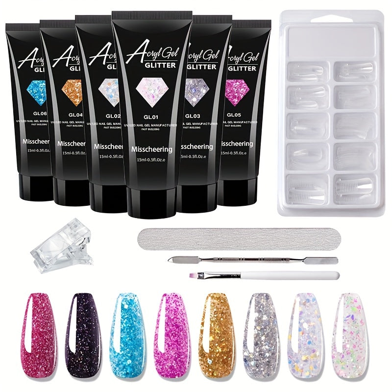 6 Nail Art Extension Glue Set with Tools for Acrylic Nails