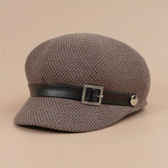 Hollow Out Beret Solid Breathable Newsboy Hat British Style Octagonal Hats