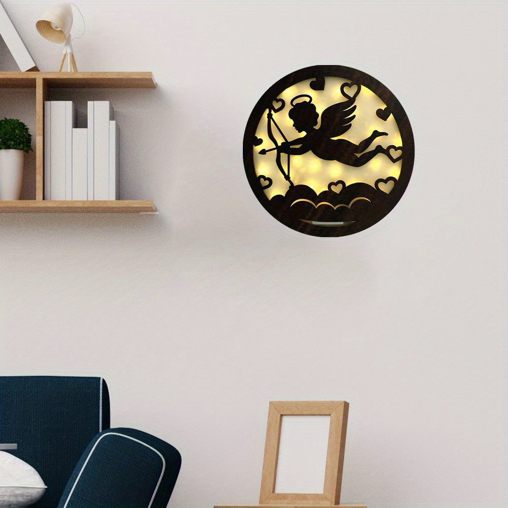 Children's Room Decoration Wall Clock LED Creative Lamp Retro Wooden Sign