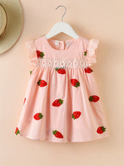 Girls Strawberry Embroidery Sleeveless Dress for Summer