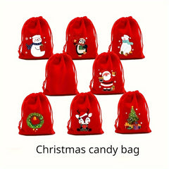 3pcs Christmas Drawstring Bags Christmas Gift Bags Random