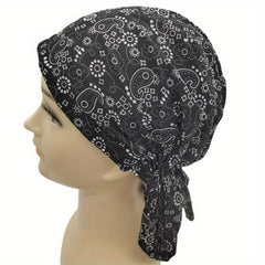 Geometric Paisley Print Turban Breathable Bandana Cotton Lightweight Hijab Hat