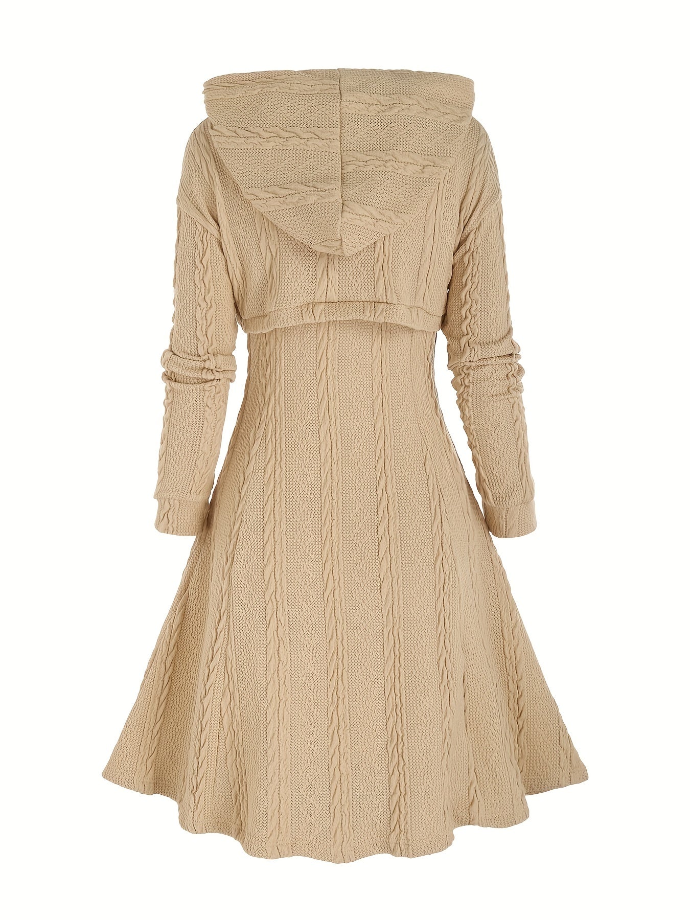Women's Plus Solid Jacquard Hoodie & Tank Dress Outfits Set