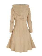 Women's Plus Solid Jacquard Hoodie & Tank Dress Outfits Set