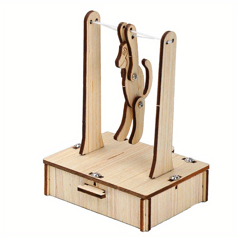 DIY Wooden Monkey Horizontal Bar Flip Toy Material Kit