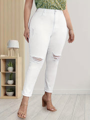  Solid Ripped High Rise Skinny Jeans