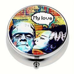 Mini Portable Pill Case with 3 Compartments Unique Horror Monster Love Design