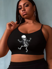  Halloween Skull Print Cami Top Women's