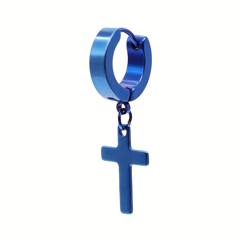 Stainless Steel Cross Drop Earrings