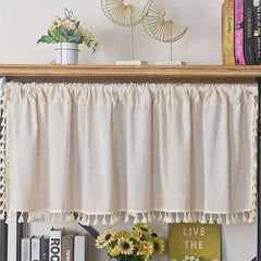Coffee Tassel Lace Curtain with Rod Pocket for Home Decor
