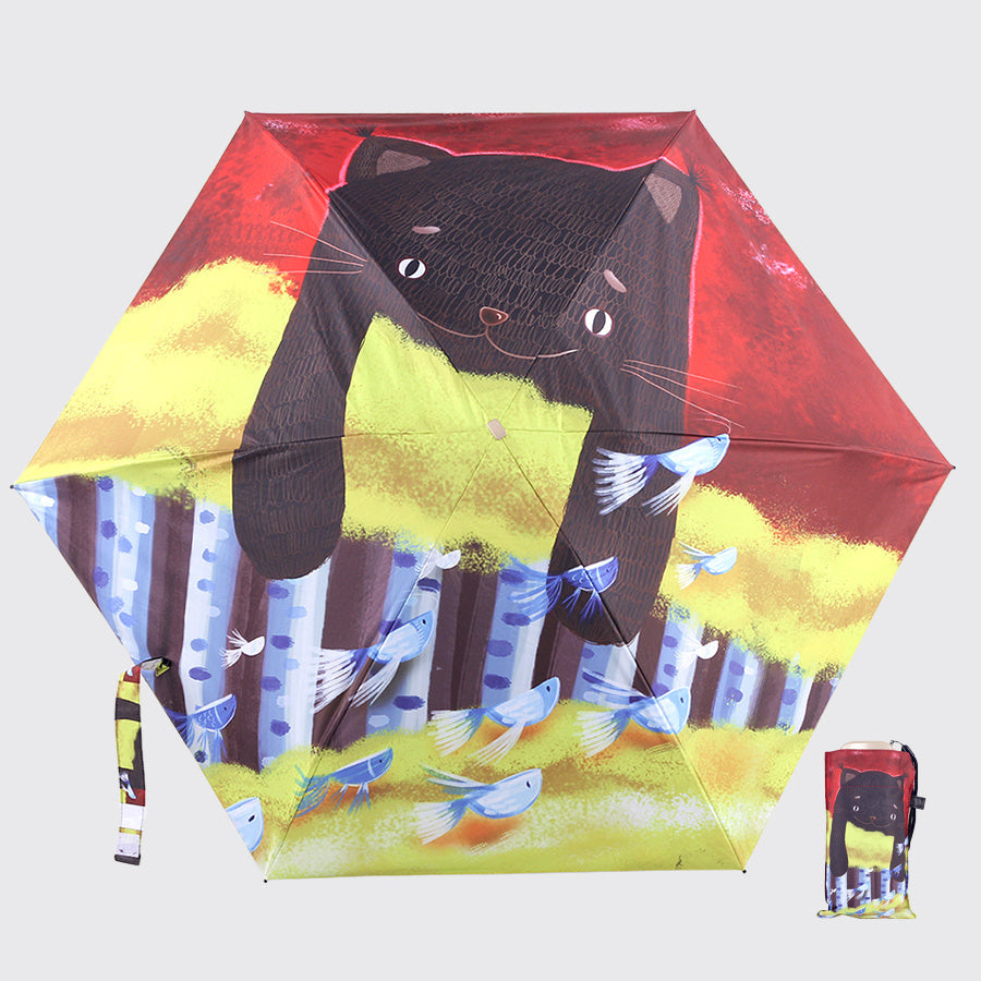 Cartoon Fairy World 5-fold Glue Sun Protection Umbrella