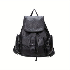 Vintage Pocket Backpack Purse Retro Flap Preppy School Bag Women's All Match