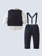Baby Boys Gentleman Vest Bib Pants Set Party Costume