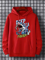 Men's Shark Boxer Print Hooded Sweatshirt Long Sleeve Personalized Hoodie