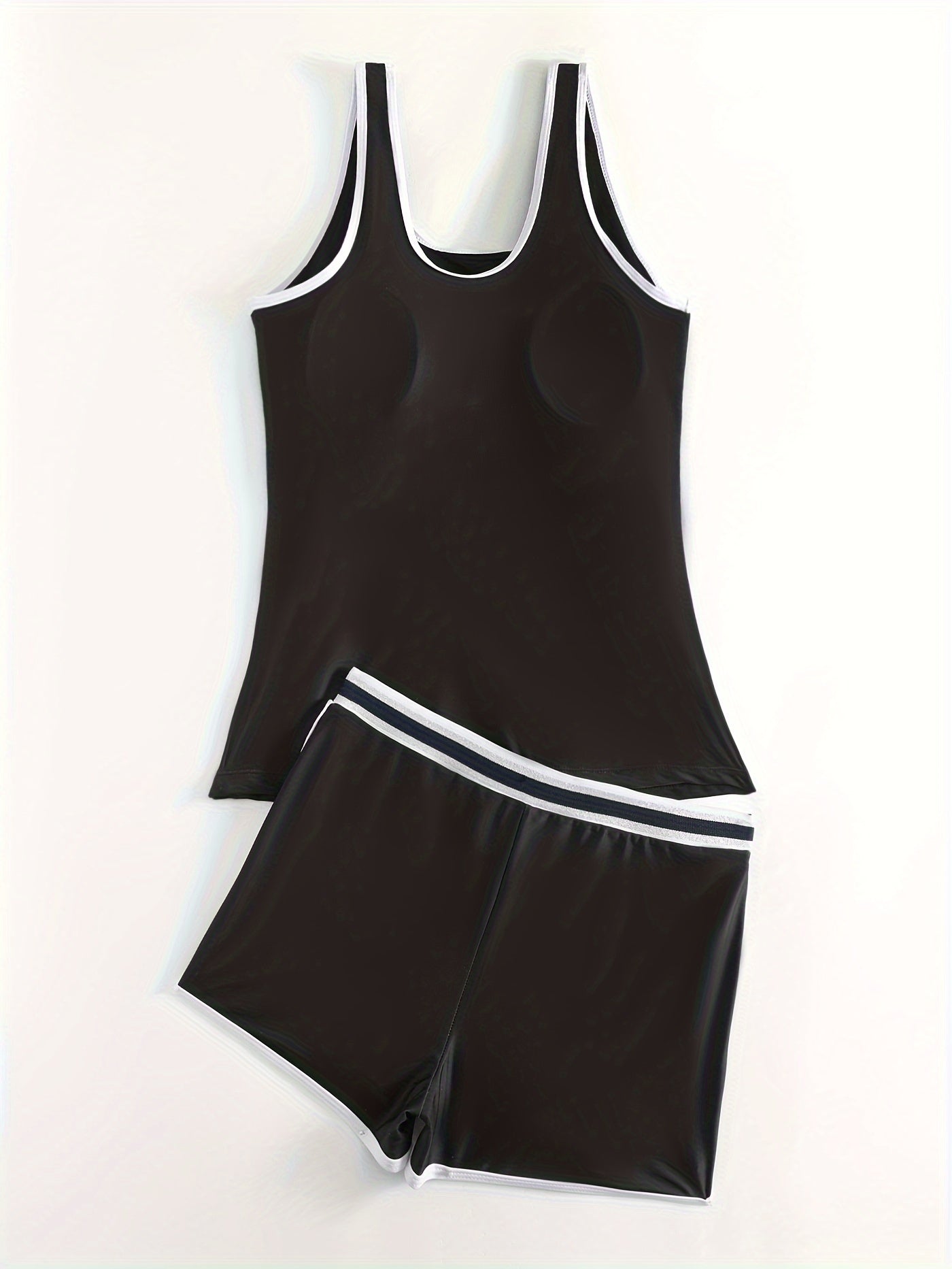  Sporty Tankini Set Women's Plus Letter Print Tank Top