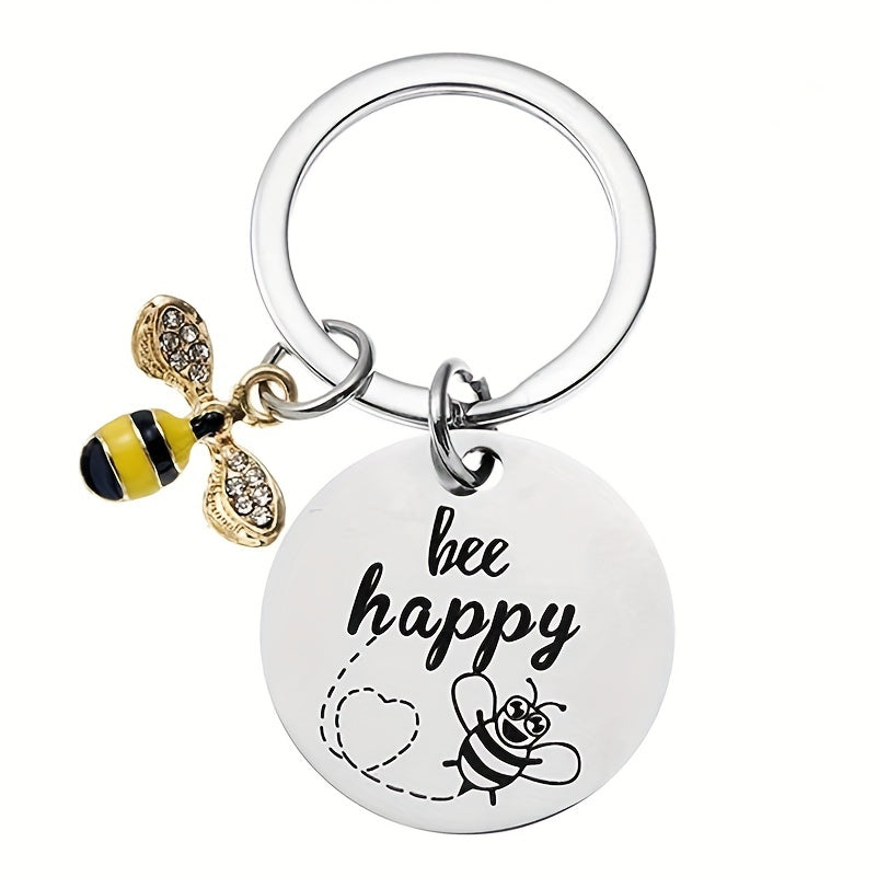 Bee Happy Keychain Inspiring Gift for Loved Ones