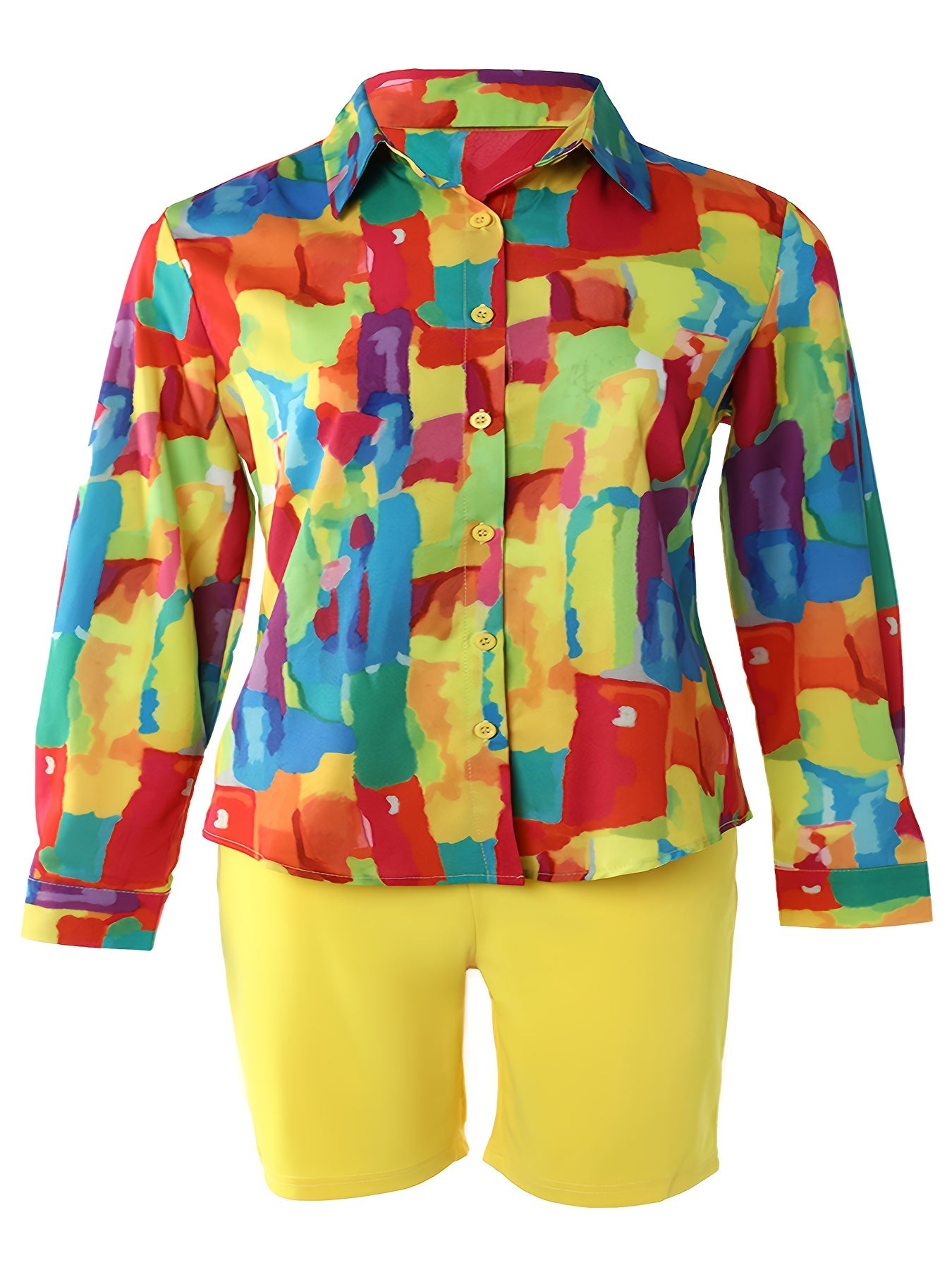  Random Print Shirt & Shorts Set