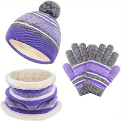 Kids Winter Beanie Hat Scarf Gloves Set