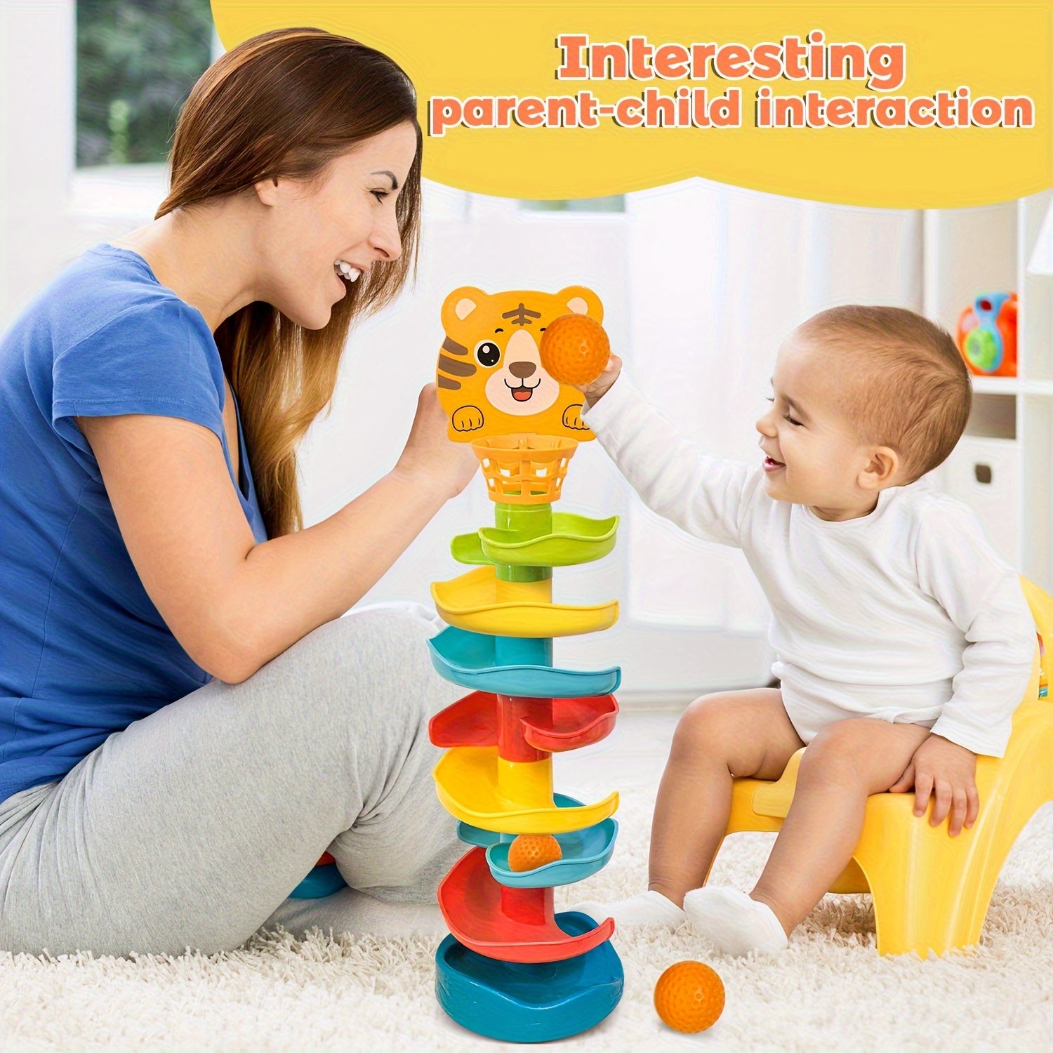 Kids Ball Tower Educational Toy with Rolling Balls and Drop Mechanism