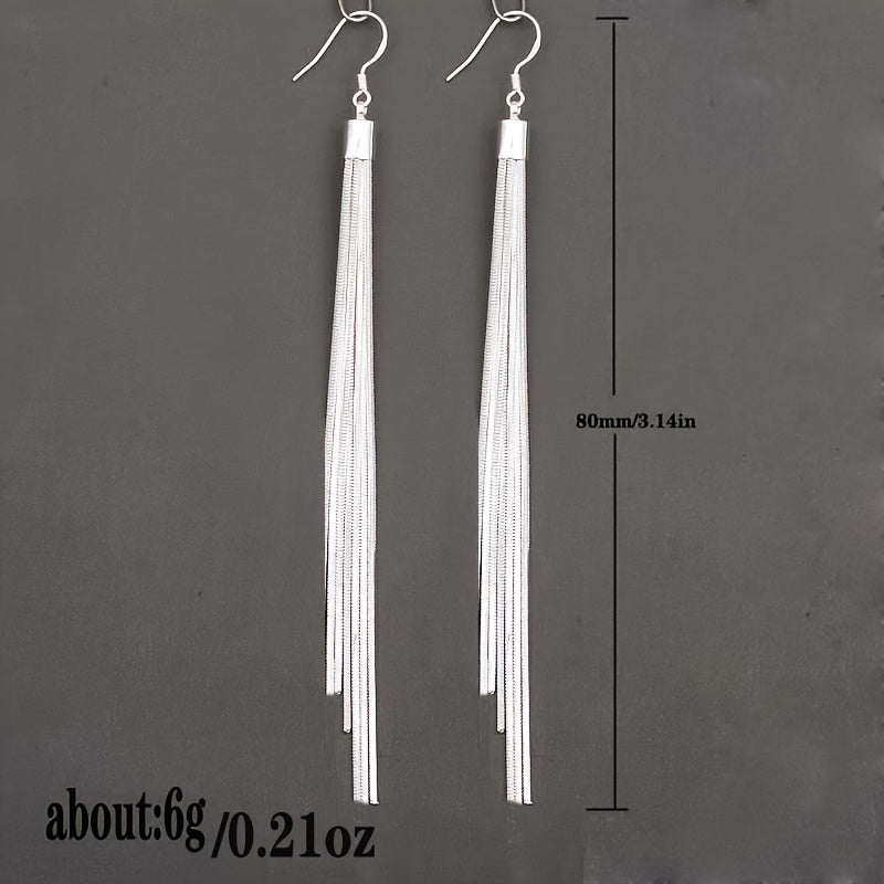 Women Long Tassel Drop Dangle Earrings Fine Ear Jewelry 1Pair