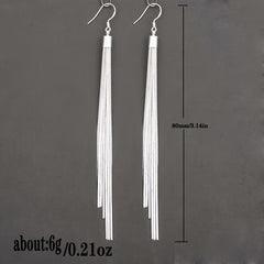 Women Long Tassel Drop Dangle Earrings Fine Ear Jewelry 1Pair