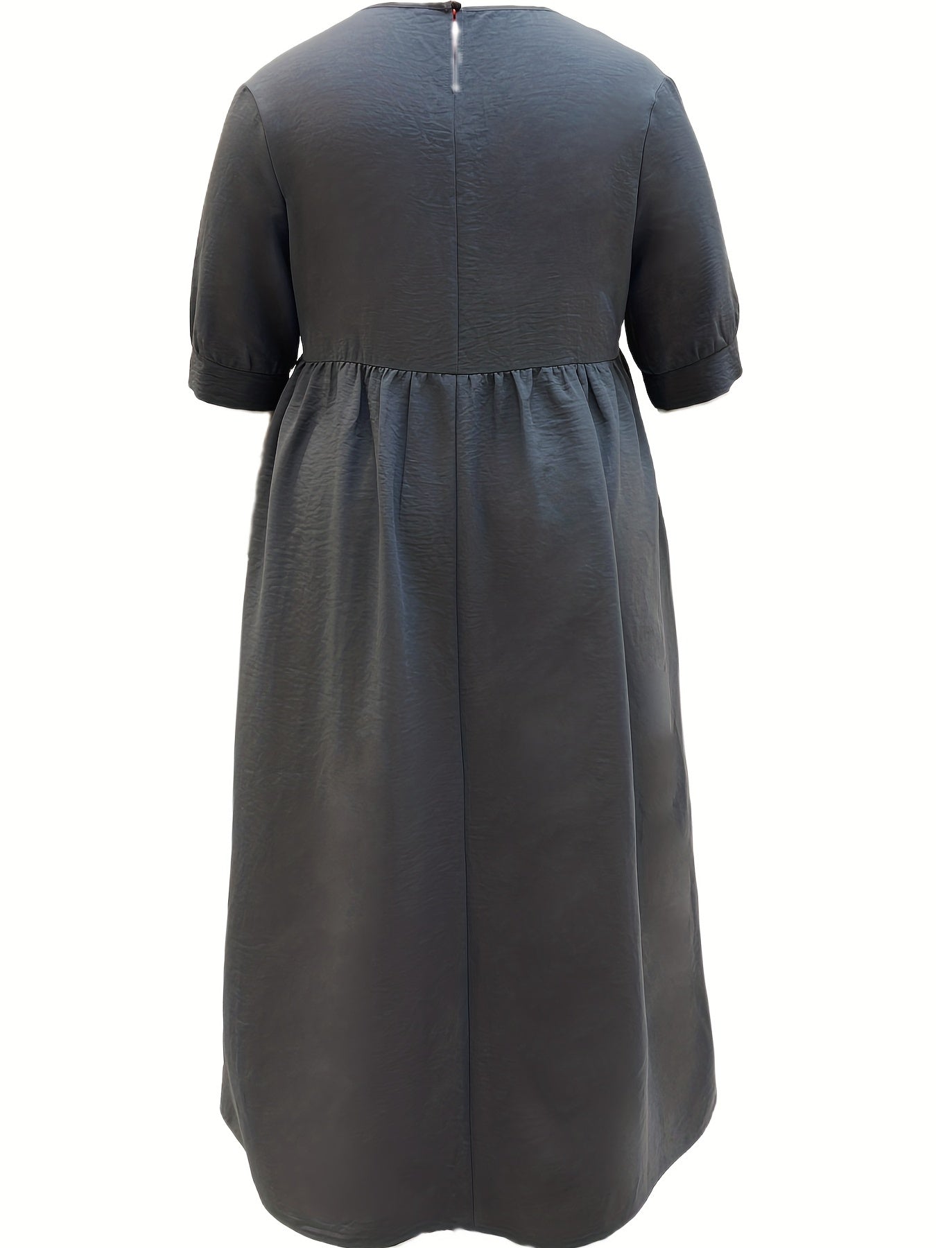 Casual Dress Women's Solid Round Neck Dress With Pockets