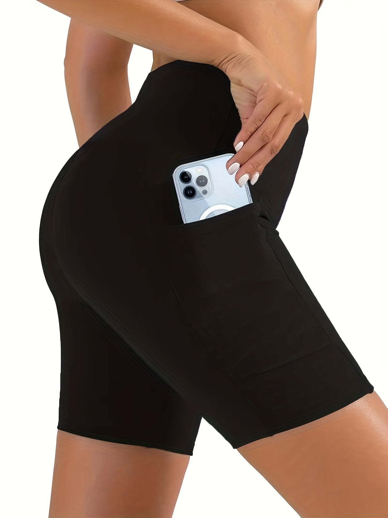  High Rise Yoga Shorts With Pockets